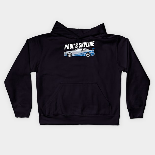 Skyline R34 GTR Fast and furious Kids Hoodie by MOTOSHIFT